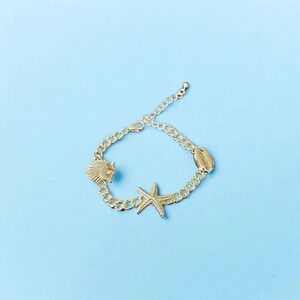 Gold Plated Beach Shell Starfish Charm Bracelet
